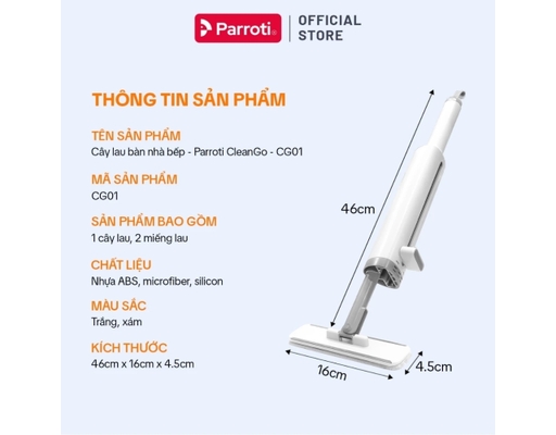 Cây Lau Bàn Bếp Mini Tự Vắt Clean Go CG01 Parroti ảnh 12