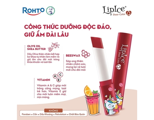 Son Dưỡng Có Màu Tự Nhiên Sheer Color Q	Hương Trà Trái Cây Màu Đỏ Hồng 2.4g LipIce ảnh 2
