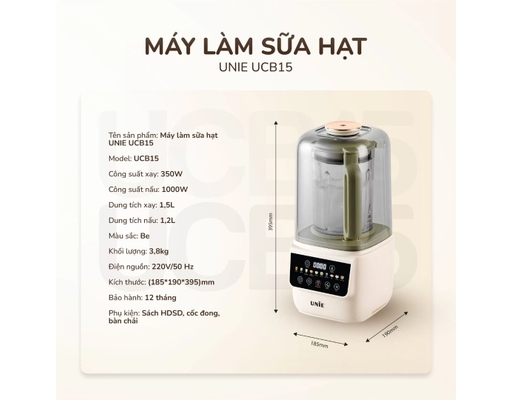 Máy Làm Sữa Hạt UCB15 Unie ảnh 4