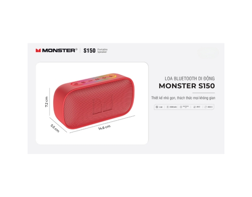 Loa Bluetooth MS62109-S150 Màu Đỏ Monster ảnh 4