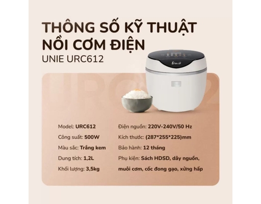 Nồi Cơm Điện Tử URC612 Dung Tích 1.8L Unie ảnh 4