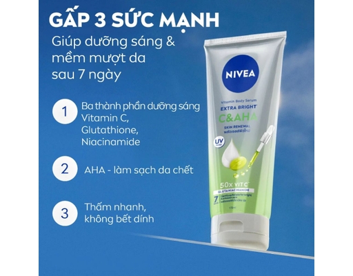 Sữa Dưỡng Thể Dưỡng Sáng Và Tẩy Da Chết C&AHA 300ml NIVEA ảnh 3
