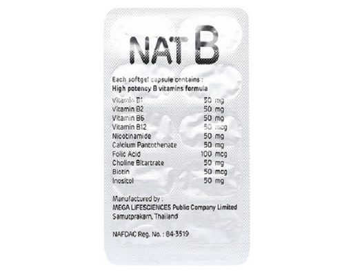 Thực Phẩm Bảo Vệ Sức Khỏe Viên Uống Bổ Sung NAT Vitamin B Bổ Não 30 Viên MEGA We care ảnh 3