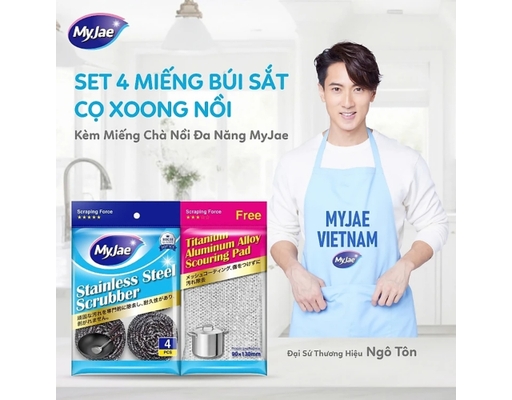 Bộ 4 Miếng Chà Nồi Tròn Bạc Titan MyJae ảnh 2