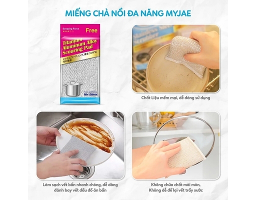 Bộ 4 Miếng Chà Nồi Tròn Bạc Titan MyJae ảnh 5