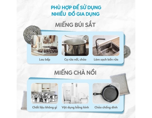 Bộ 4 Miếng Chà Nồi Tròn Bạc Titan MyJae ảnh 6