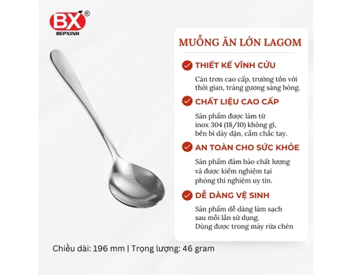 Vỉ 2 Muỗng Ăn Lớn Inox Lagom Bếp Xinh ảnh 1