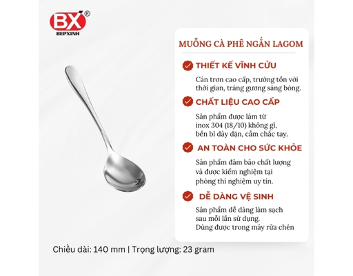 Vỉ 2 Muỗng Cà Phê Ngắn Inox Lagom Bếp Xinh ảnh 1