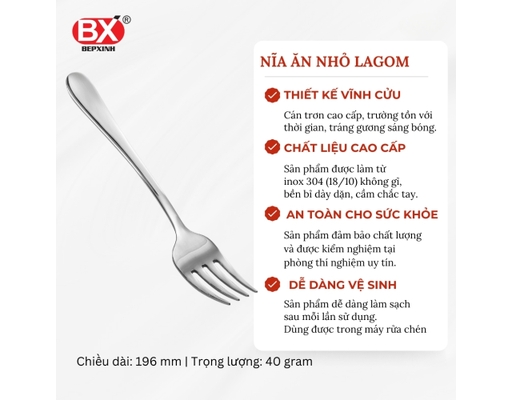 Vỉ 2 Nĩa Ăn Inox Lagom Size Nhỏ Bếp Xinh ảnh 1