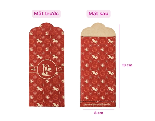 Xấp 5 Bao Lì Xì "Bính Ngọ" Giấy Kraft Nâu Mix Nhiều Mẫu Vĩnh Tiến ảnh 4