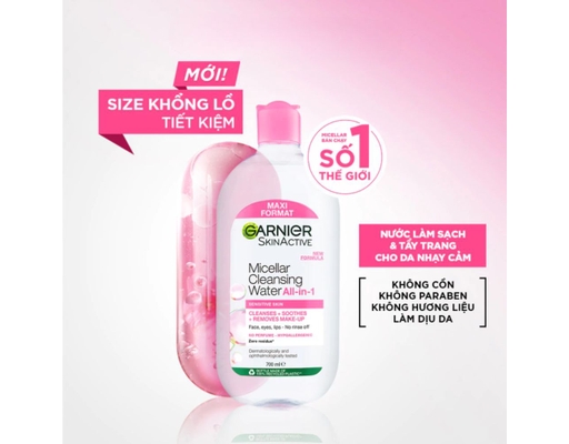 Nước Tẩy Trang Dành Cho Da Nhạy Cảm Skinactive Micellar Cleansing Water 700ml GARNIER ảnh 1