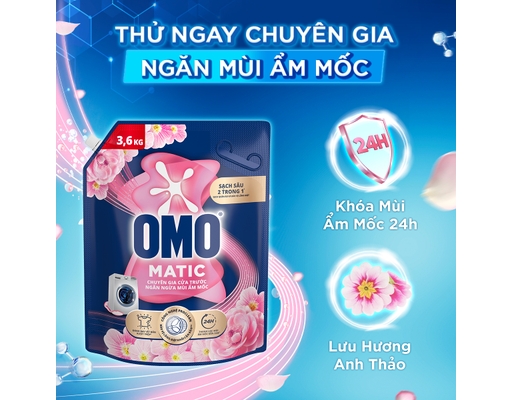 Nước Giặt Matic Cửa Trước Ngăn Ngừa Mùi Ẩm Mốc 2.8kg OMO ảnh 2