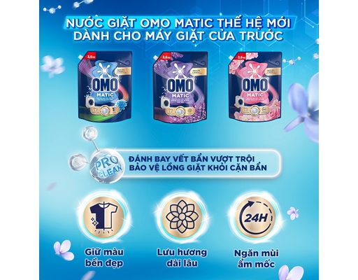 Nước Giặt Matic Cửa Trước Ngăn Ngừa Mùi Ẩm Mốc 2.8kg OMO ảnh 3