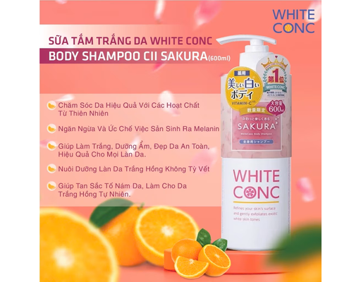 Sữa Tắm Trắng Da Hương Hoa Anh Đào Body Shampoo CII Sakura 600ml White ConC ảnh 2
