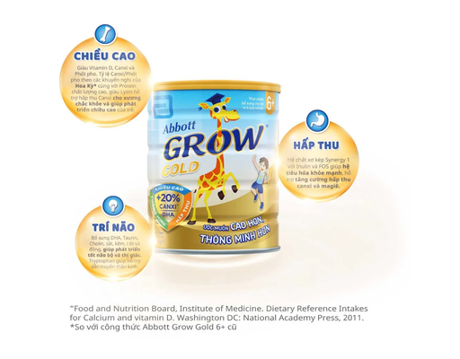 Sữa Bột Grow Gold 6+ Cho Bé Từ 6 Tuổi 850g Abbott ảnh 3