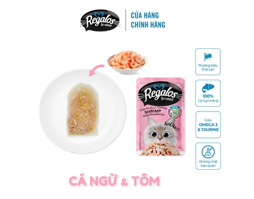 Thức Ăn Cho Mèo Dạng Thạch Vị Cá Ngừ & Tôm 70g Regalos ảnh 2