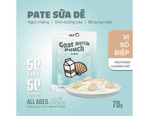 Pate Sữa Dê Cho Mèo Vị Sò Điệp 70g PetQ ảnh 1