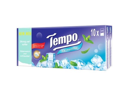 Khăn Giấy Bỏ Túi Hương Bạc Hà Icy Menthol - Lốc 10 Gói x 10 Tờ Tempo ảnh 0