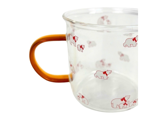 Ly Thủy Tinh Chịu Nhiệt 350ml Họa Tiết Gấu Đỏ HÓME CÓORDY ảnh 3