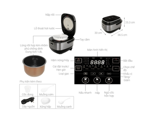 Nồi Cơm Điện Cao Tần KS-IH191V-RD/BK 1.8L Sharp ảnh 3