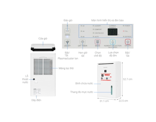 [Đặt Trước] Máy Tạo I-on Và Hút Ẩm DW-D12A-W Sharp ảnh 9