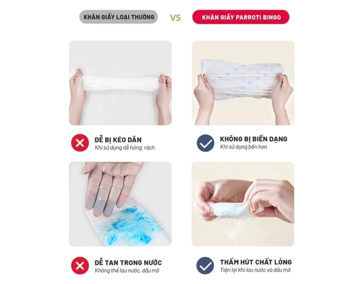 Cuộn Khăn Lau Đa Năng Bingo 25x25cm 50 Tờ Parroti ảnh 6