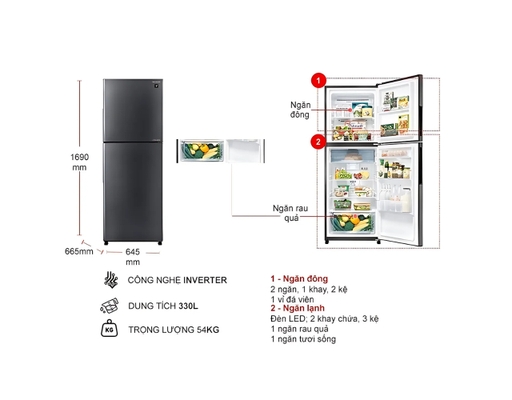 [Đặt Trước] Tủ Lạnh Inverter SJ-XP352AE-DS 330 Lít Sharp ảnh 11