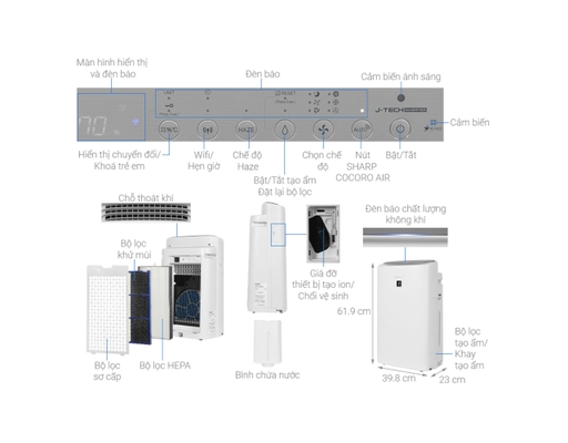 [Đặt Trước] Máy Lọc Không Khí Tạo Ẩm Ion KI-N50V-W Sharp ảnh 8