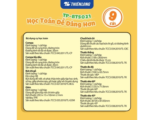 Bộ Dụng Cụ Học Toán TP-BTS021 Thiên Long ảnh 7