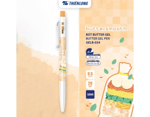 Bút Gel B Buttersmooth Gel GELB-034 0.5mm Mực Xanh Họa Tiết Bánh Tráng Trộn Thiên Long ảnh 1