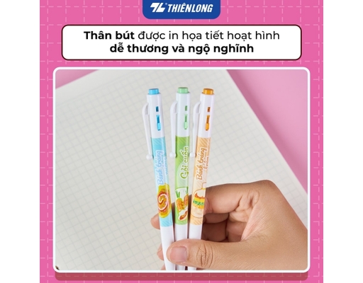 Bút Gel B Buttersmooth Gel GELB-034 0.5mm Mực Xanh Họa Tiết Bánh Tráng Trộn Thiên Long ảnh 4