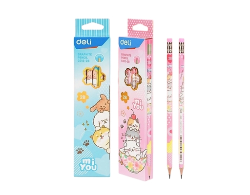 Bút Chì Gỗ Có Đầu Tẩy 2B EC012-2B Deli ảnh 4