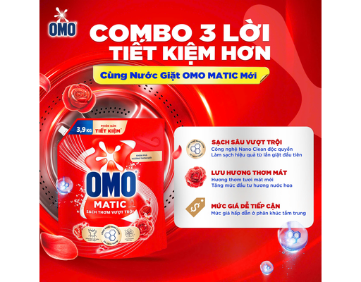 Nước Giặt Cửa Trên Sạch Thơm Vượt Trội 3.9kg OMO ảnh 2