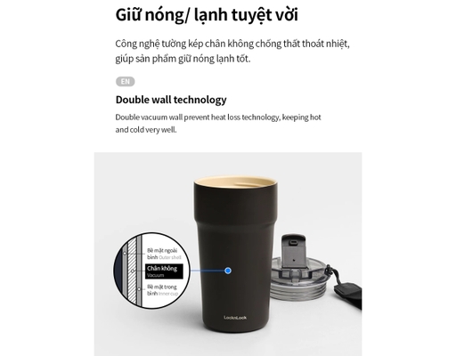 Bình Giữ Nhiệt LocknLock Metro Cafe LHC4357 500ml Màu Chocolate