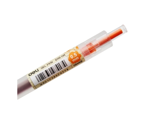 Bút Gel Bấm 0.5mm EG118 Màu Cam Deli ảnh 2