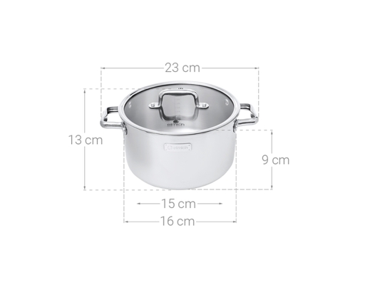Nồi Inox 304 Cao Cấp 3 Lớp Liền Khối Trimax Eco EL-3991 Size 16cm Elmich ảnh 10