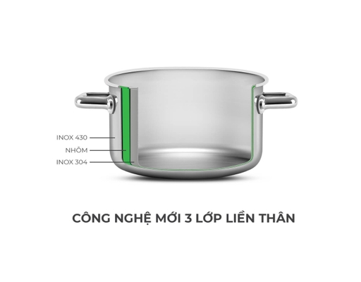 Nồi Inox 304 Cao Cấp 3 Lớp Liền Khối Trimax Eco EL-3991 Size 16cm Elmich ảnh 7