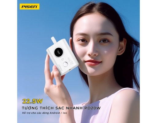 Sạc Dự Phòng Tiny 22.5W 10000mAh TP-D29 Màu Trắng Pisen ảnh 10