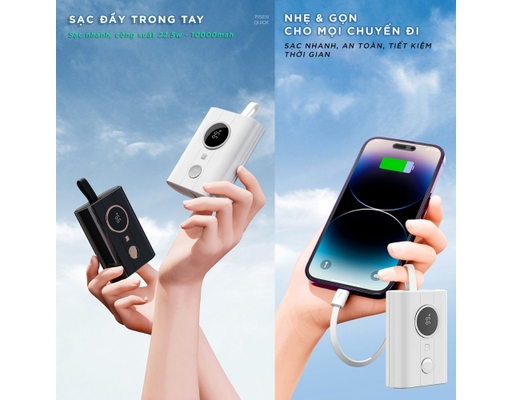 Sạc Dự Phòng Tiny 22.5W 10000mAh TP-D29 Màu Trắng Pisen ảnh 7