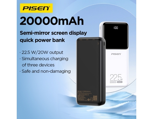 Sạc Dự Phòng Semi-Mirror TP-D039 22.5W 20000mAh Màu Đen Pisen ảnh 1