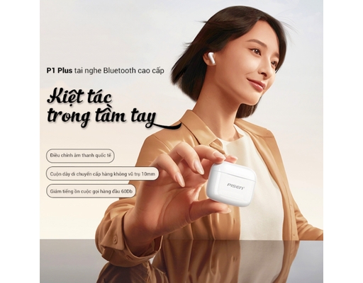 Tai Nghe Không Dây P1 Plus BHD-TW6 Màu Trắng Pisen ảnh 3