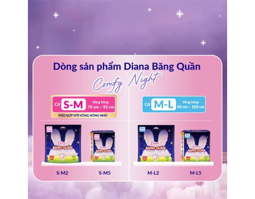 Băng Vệ Sinh Dạng Quần Comfy Night Size S-M 5 Miếng Diana ảnh 4