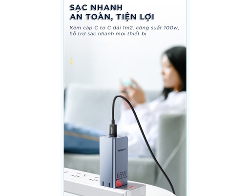 Sạc Nhanh Pro GaNUltra 65W TS-C137 2C1A CC1200 Màu Xám Pisen ảnh 10