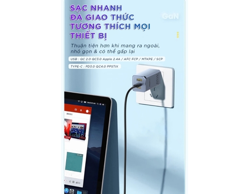 Sạc Nhanh Pro GaNUltra 65W TS-C137 2C1A CC1200 Màu Xám Pisen ảnh 8