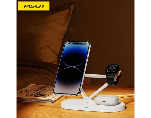 Sạc Không Dây Pro TP-C24 3-In-1 Màu Đen Pisen ảnh 2