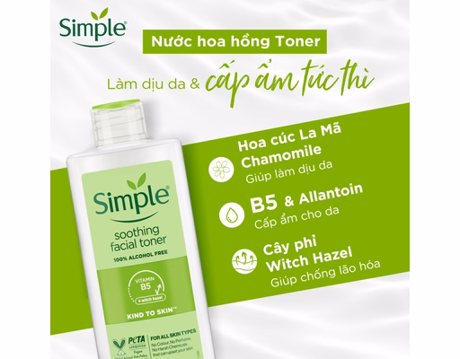 Nước Hoa Hồng Kind To Skin Soothing Facial 200ml Simple ảnh 1
