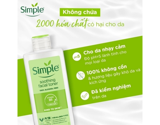 Nước Hoa Hồng Kind To Skin Soothing Facial 200ml Simple ảnh 2