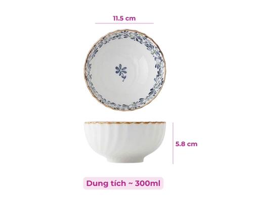 Chén Sứ Hoa 4.5 Inch 0985 Màu Xanh Dương Tuyết Mai ảnh 2