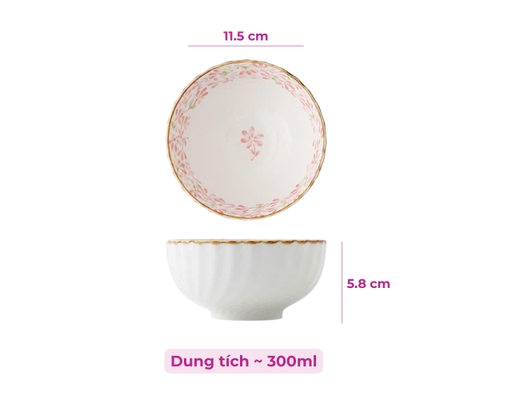 Chén Sứ Hoa 4.5 Inch 0987 Màu Hồng Tuyết Mai ảnh 2