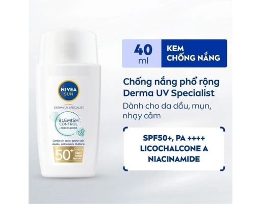 Sữa Chống Nắng Ngừa Mụn Kiềm Dầu Blemish SPF50+ PA++++ 40ml NIVEA ảnh 1